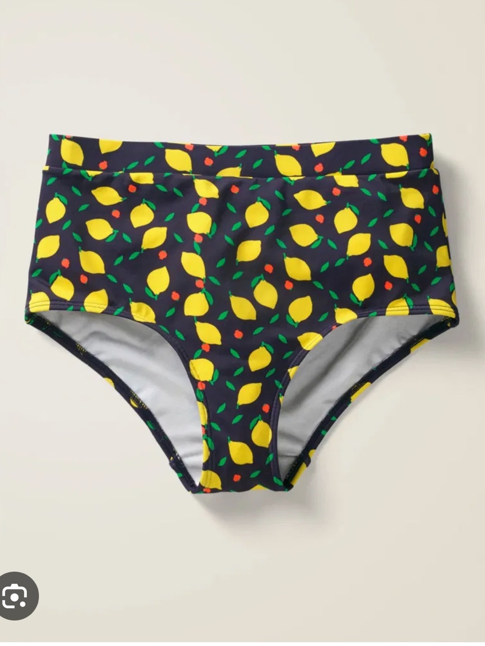 Boden High-Waist Lemon Print Bikini Bottoms